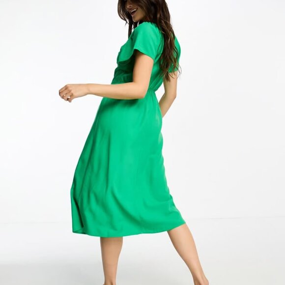 Vero Moda Linen Dress, Green, Size Large - Picture 6 of 8